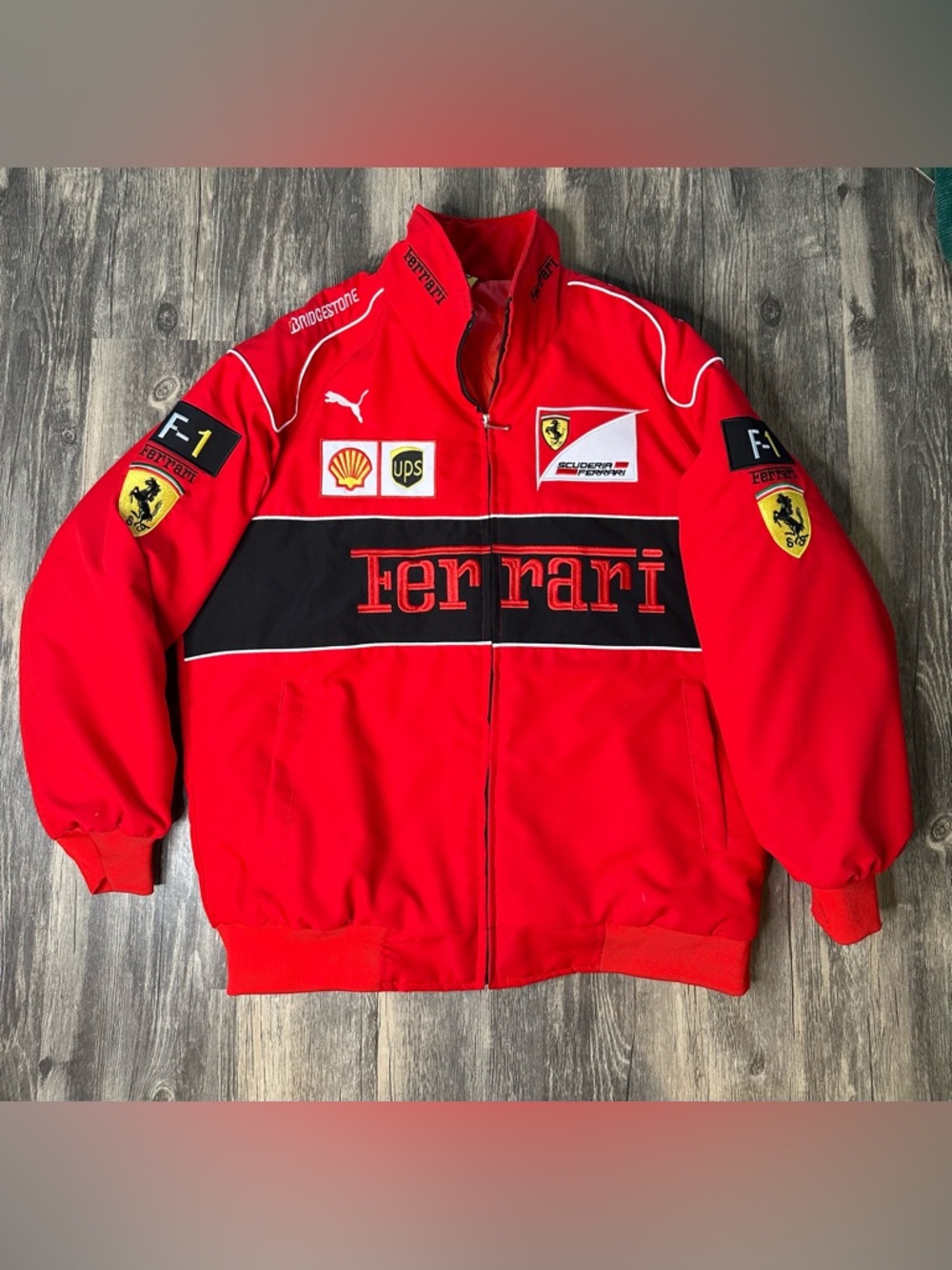 Ferrari F1 Racing Jacket Puma Red Scuderia Logo Coat Men’s Medium